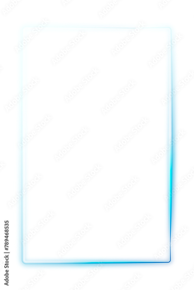 Blue and white neon frame design element