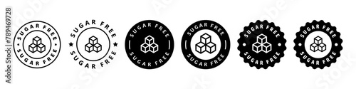 Sugar free, label, sticker or symbol set. Sugar free icon sign. Diet concept. Healthy eating. Natural and organic foods.