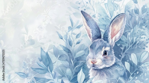 A peaceful watercolor painting of a rabbit in the grass. Perfect for nature lovers and animal enthusiasts