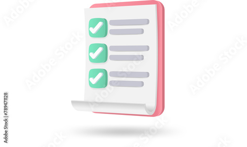 3d minimal white clipboard task management todo check list, posting plan on pink background, paper clipboard task management todo check list, level up concept, productivity checklist 3d icon