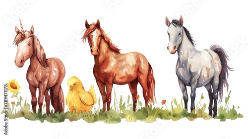 A group of horses standing together. Suitable for various equestrian and nature themes