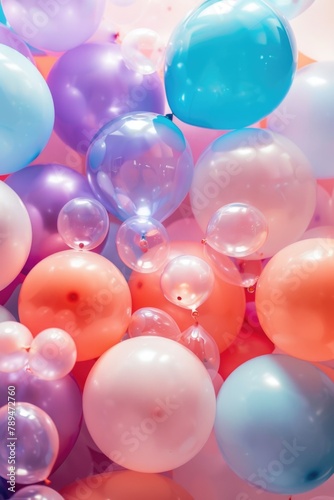 A bunch of balloons floating in the air, perfect for celebrations and parties