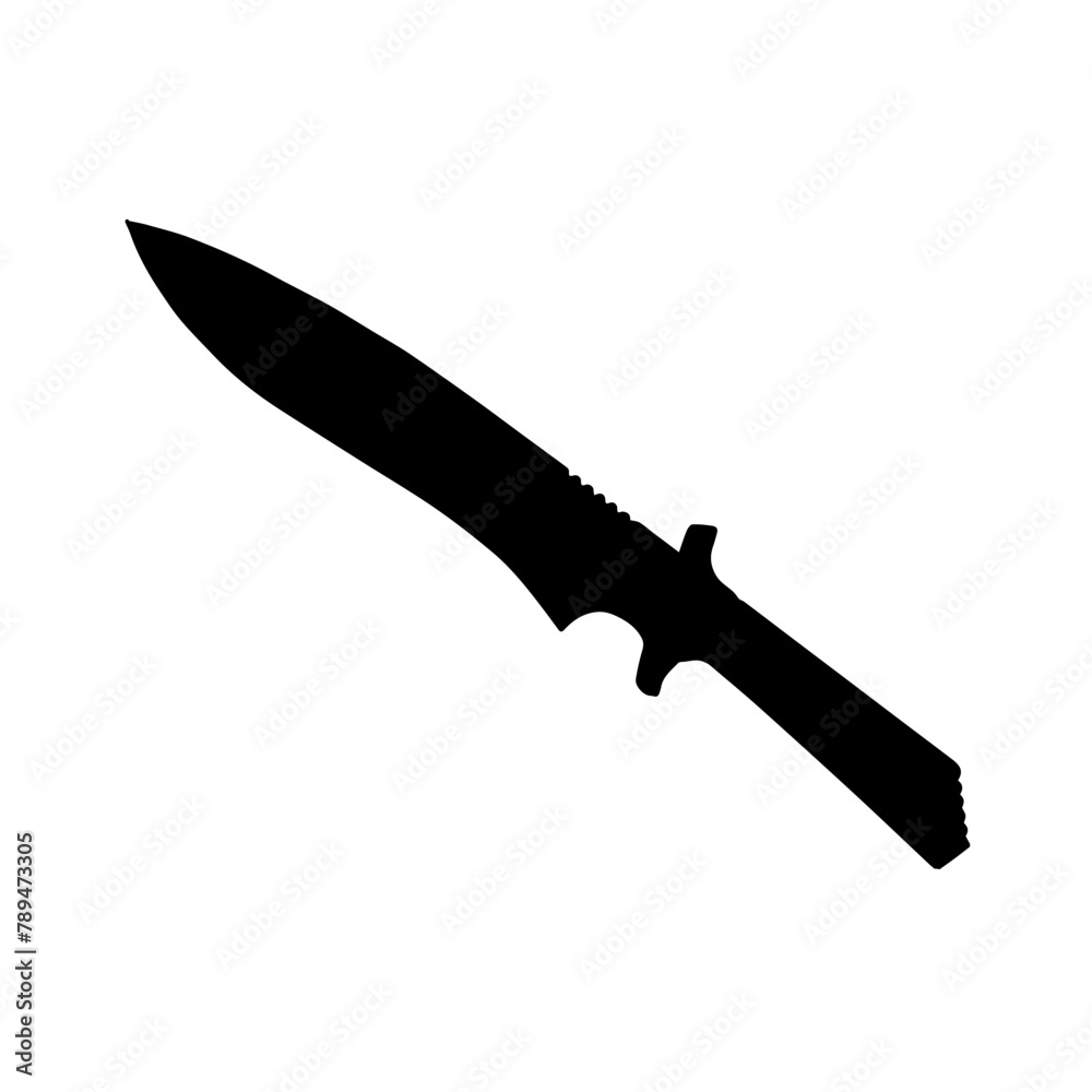 Black army knife silhouette vector illustration on white background Black army knife silhouette vector illustration on white background
