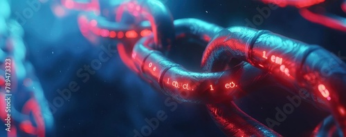 An image of a chain link with burning red numbers written on each link and a digitally blurred blue background photo