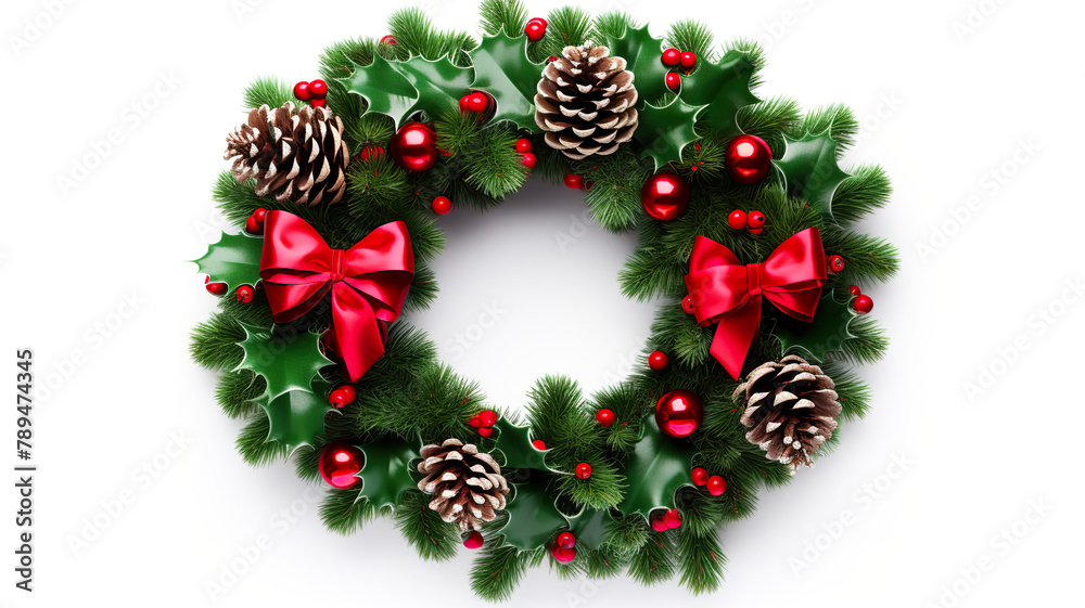 Christmas wreath border set apart on a background of only white