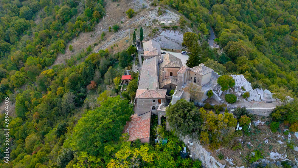 aerial pictures made with a dji mini 4 pro drone over Sanctuary of Madonna della Mangiatorella, Lazio, Italy. aerial pictures made with a dji mini 4 pro drone over Sanctuary of Madonna della Mangiatorella, Lazio, Italy.
