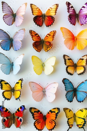 Colorful butterflies on a white background, perfect for nature-themed designs