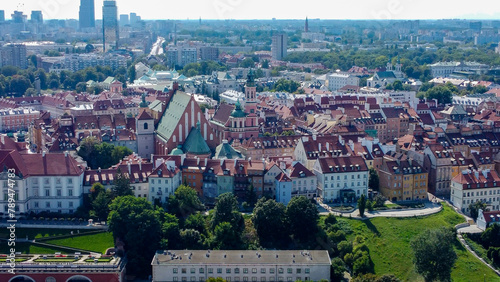 aerial pictures taken with a DJI Mini 4 Pro drone over Warsaw, Poland: