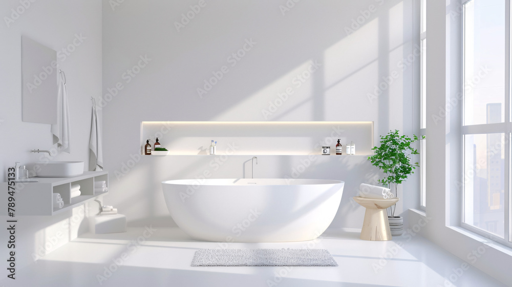 a beautiful modern, clean style bathroom with perfectly bright diffuse lighting a beautiful modern, clean style bathroom with perfectly bright diffuse lighting