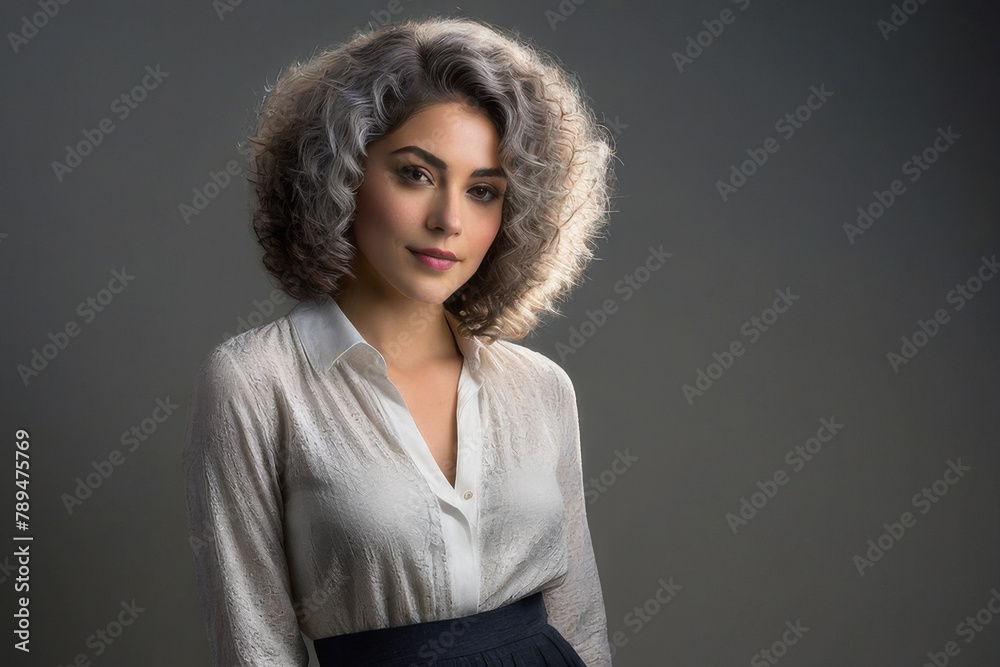 A young beautiful girl with ash curly hair. Portrait