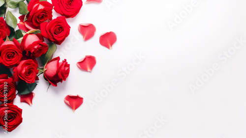 Beautiful Valentine's Day flat lay isolated on a stark white background