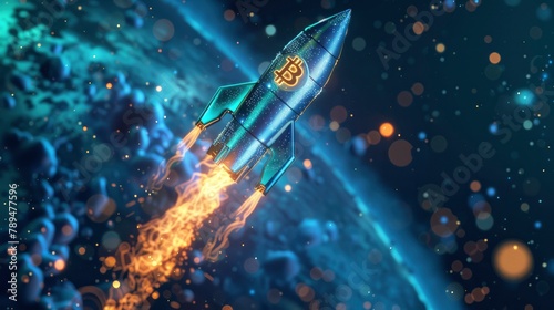 Bitcoin is a rocket from the future that shows a bullish trajectory.
