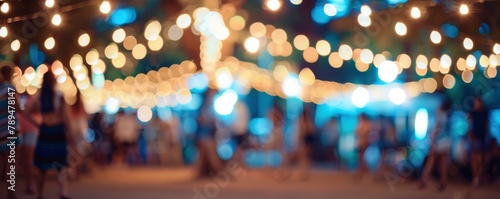 blurred picture of party night with bokeh lighting effect