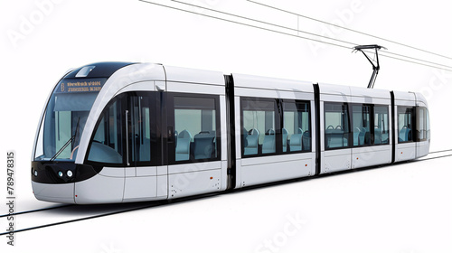 beautiful new, tram, for public transportation, isolated on a clear white background