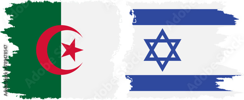 Israel and Algeria grunge flags connection vector