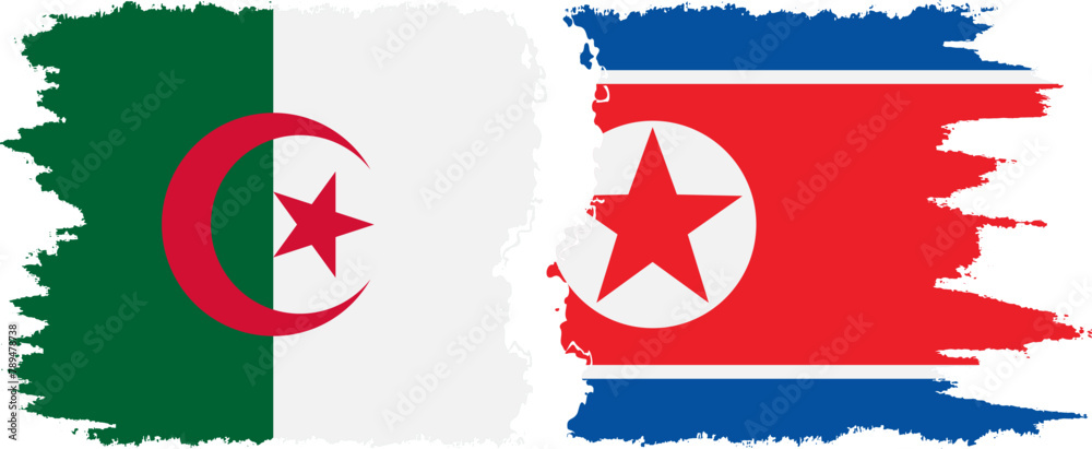 North Korea and Algeria grunge flags connection vector North Korea and Algeria grunge flags connection vector
