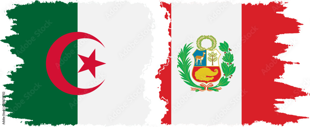 Peru and Algeria grunge flags connection vector Peru and Algeria grunge flags connection vector