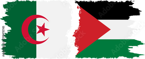 Palestine and Algeria grunge flags connection vector