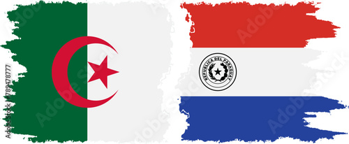 Paraguay and Algeria grunge flags connection vector