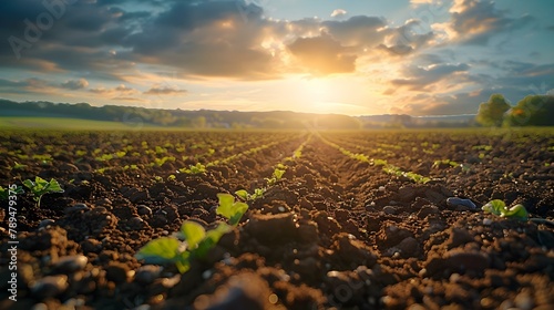 Data-Driven Dawn: Smart Farming Meets Minimalist Harmony. Concept Innovative Agriculture, Smart Technology, Sustainability, Data Analysis, Farming Efficiency