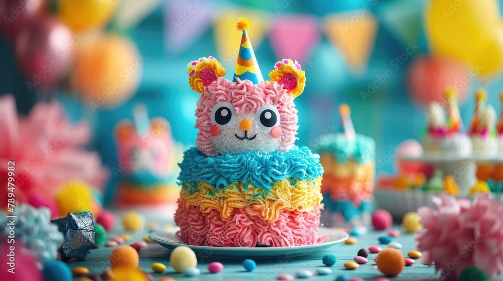 A festive birthday pinata filled with colorful candies and toys for a fun surprise, 4k, ultra hd A festive birthday pinata filled with colorful candies and toys for a fun surprise, 4k, ultra hd