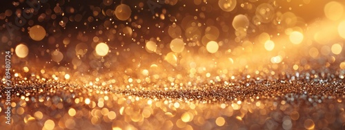 glossy golden sand with glittering details blurred bokeh background photo
