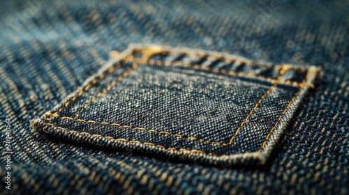 A detailed view of a pocket in a pair of jeans. Suitable for fashion or casual wear concepts