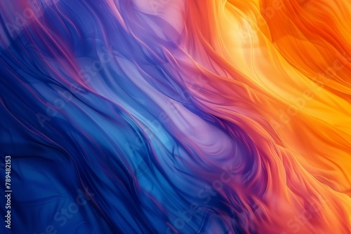 Abstract background with colorful fluid waves in orange and blue colors