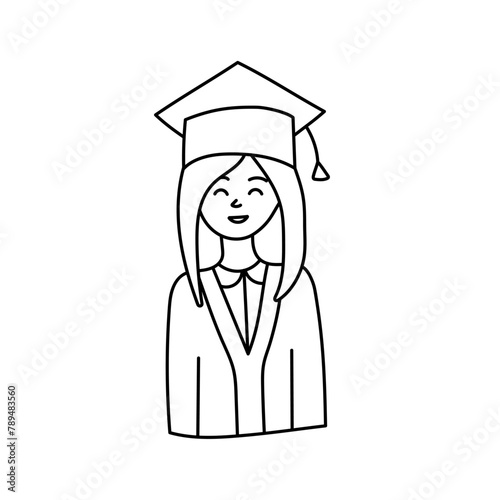 Graduate in doodle style. Isolated on white background