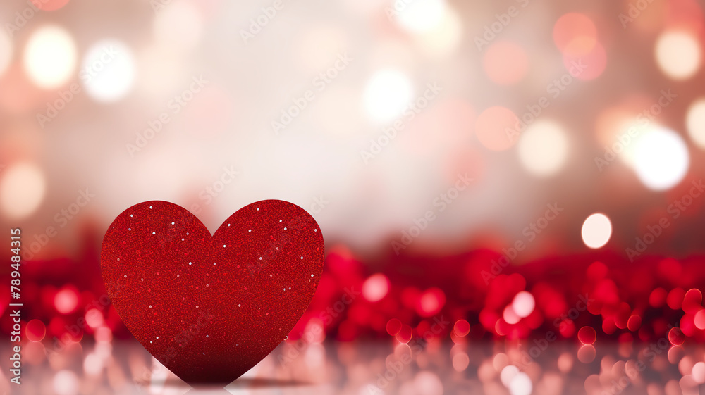 Background of a red heart bokeh Valentine's Day isolated against a stark white backdrop