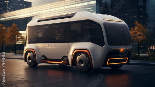 3D visualization of an autonomous vehicle system, clean and minimalist,