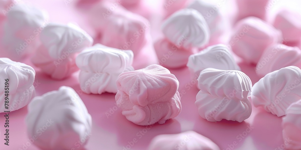 Sweet marshmallows on a colorful background, perfect for food and dessert concepts