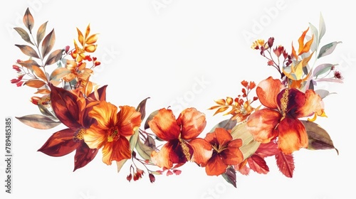 Beautiful watercolor painting of a wreath of flowers, perfect for various design projects