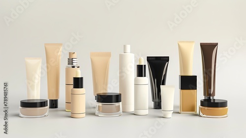 Make up bottles and tubes Skin preparation products and foundations for perfect tan