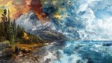  Seasons Collide in Nature's Masterpiece, A Stunning Montage of Mountains and Sea