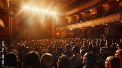 A large crowd of people gathered in a spacious auditorium. Suitable for event promotions