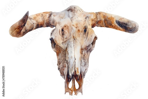 A cow s skull with long horns on a white background. Perfect for Western-themed designs