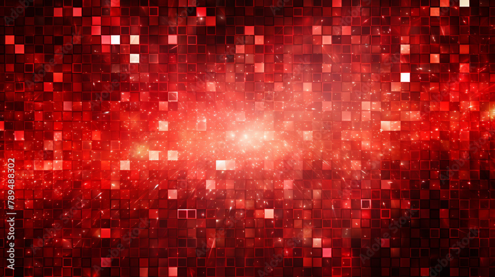 Digital red glitter square mosaic abstract graphic poster web page PPT background, generative AI Digital red glitter square mosaic abstract graphic poster web page PPT background, generative AI