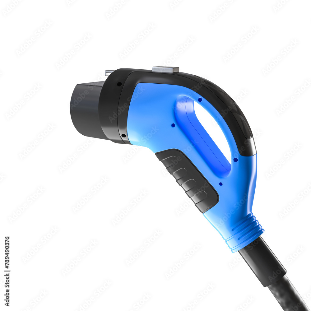 Electric vehicle charging plug isolated on white Electric vehicle charging plug isolated on white