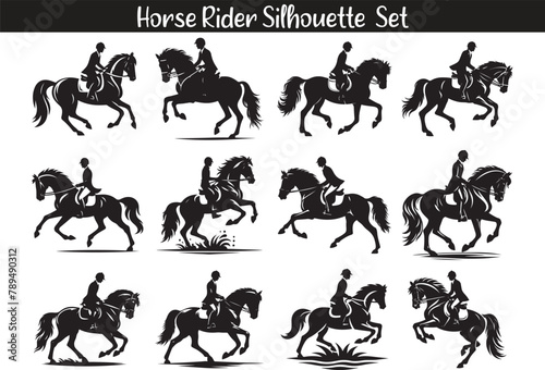 Horse Rider Silhouette Vector Illustration