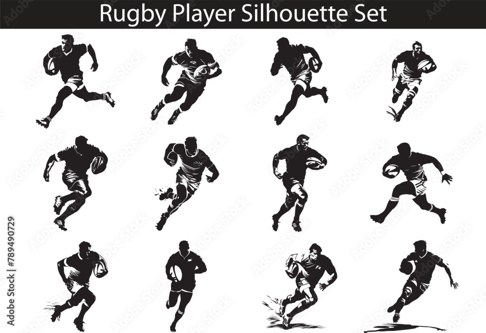 Εκτύπωση καμβά Rugby Player Silhouette Vector Illustration