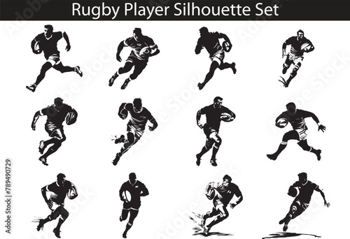 Rugby Player Silhouette Vector Illustration