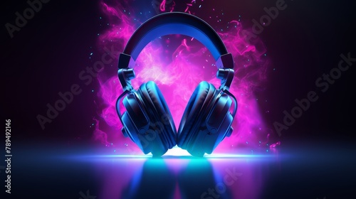 The electric allure of DJ headphones, glowing in anticipation of the night's rhythm, perfectly isolated in high-definition