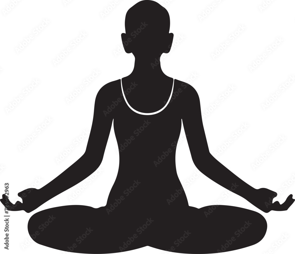 Yoga practice black silhouette vector illustration