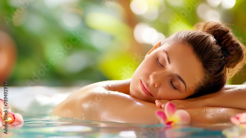 A woman enjoying and relaxing in the luxury spa
