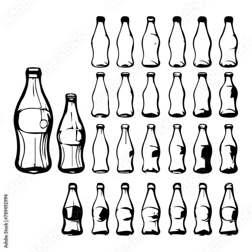 Black and white silhouette of  beer bottles