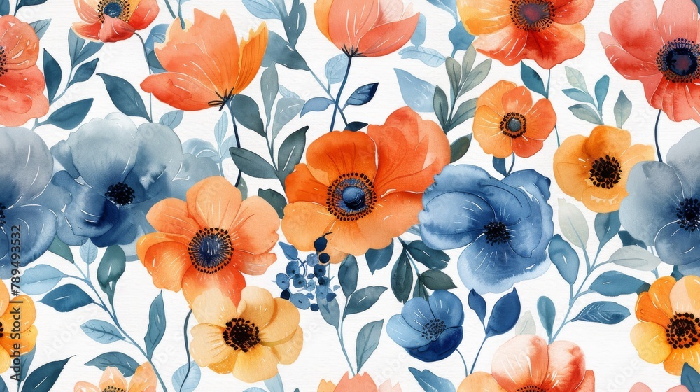 Flower watercolour repeat background Flower watercolour repeat background