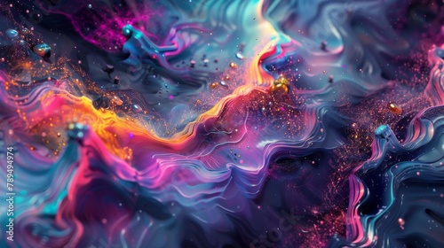 A Mesmerizing 3D Abstract Multicolor Visualization Colorful wavy pattern wallpaper, 3d abstract illustration © Elvin