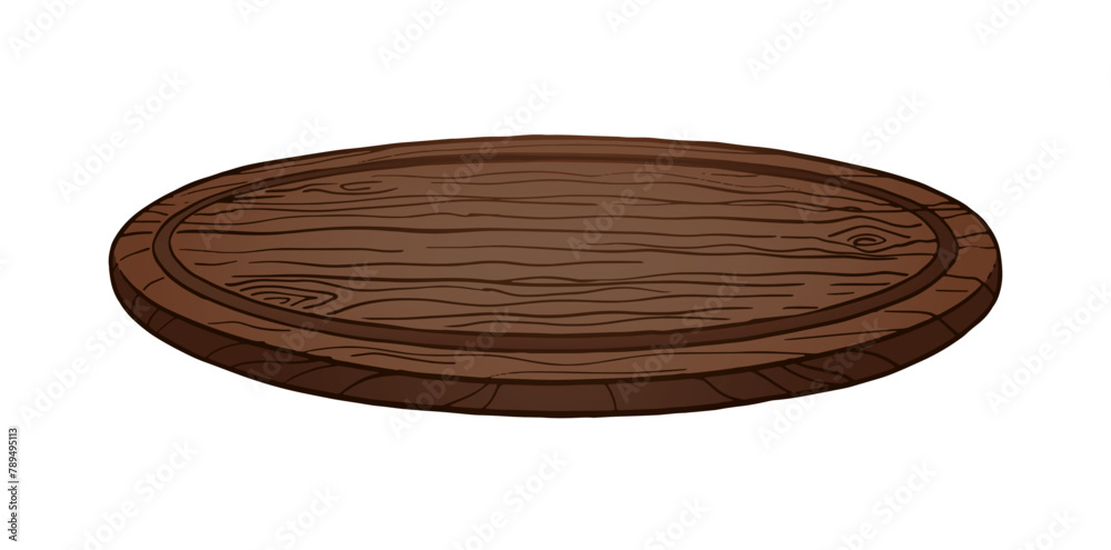 Vector illustration of round wooden kitchen dark cutting board Vector illustration of round wooden kitchen dark cutting board