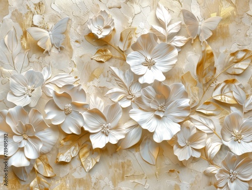 3D Flowers Wall Art Wallpaper Background © Tejay